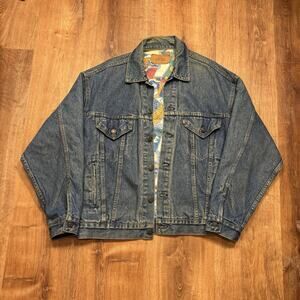 Vintage Levis Denim Jacket Cowboy Western Blanket Lined Blue Jean Medium Trucker